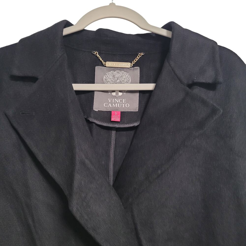 NWT Vince Camuto Black Double-Breasted Trench Coat Large - Picture 2 of 9